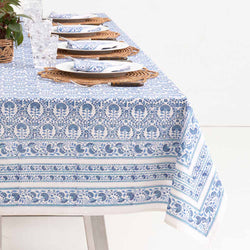 Caroline Blue Tablecloth Pomegranate