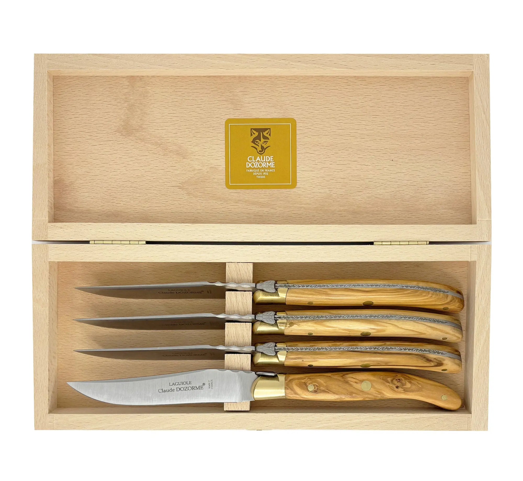 Claude Dozorme Box of 4 Laguiole Knives in Bee Natural Claude Dozorme