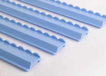 Miss Mahjong Cornflower Blue Acrylic Racks with Scalloped Pusher Miss Mahjong