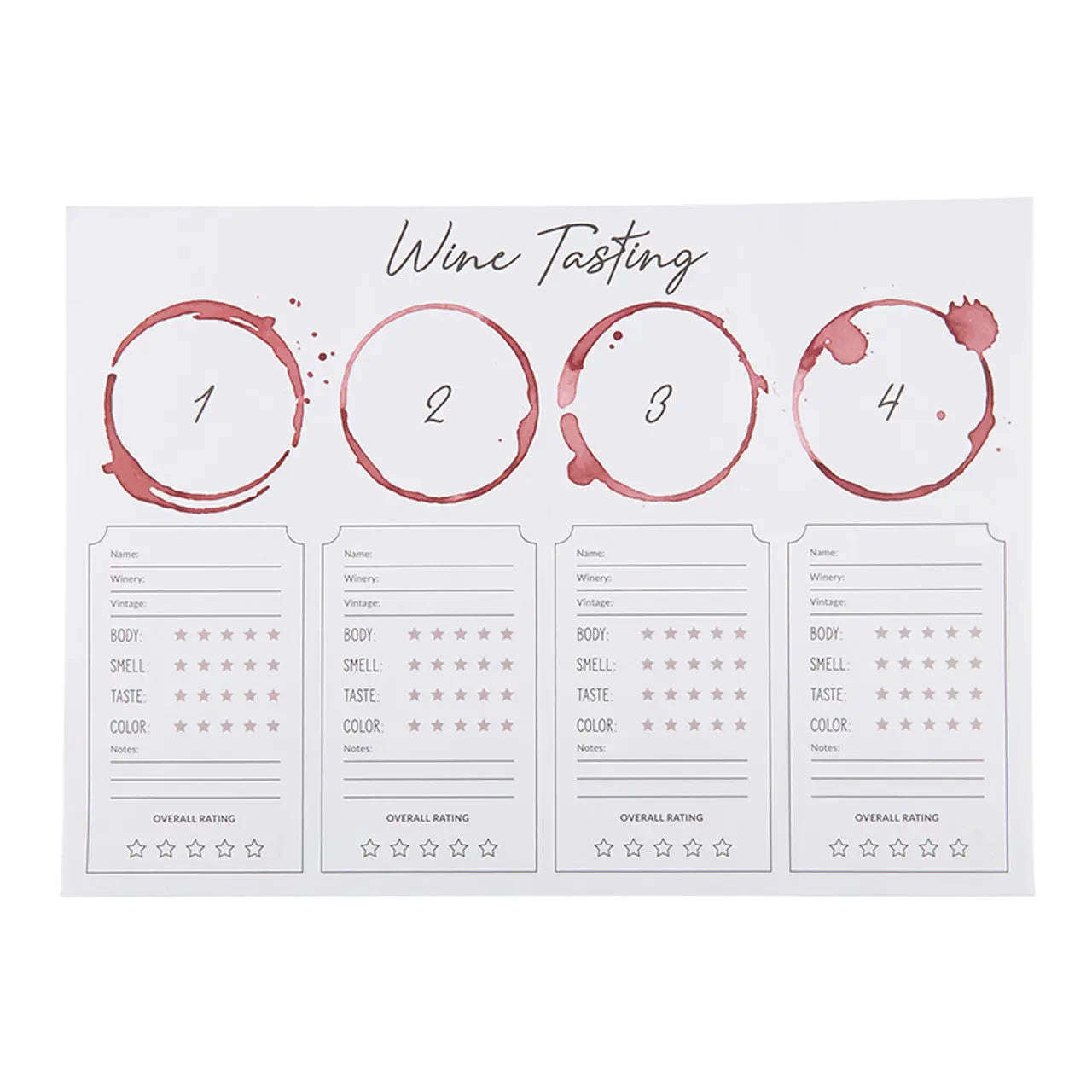 Wine Tasting Placemats Santa Barbara Design Studio