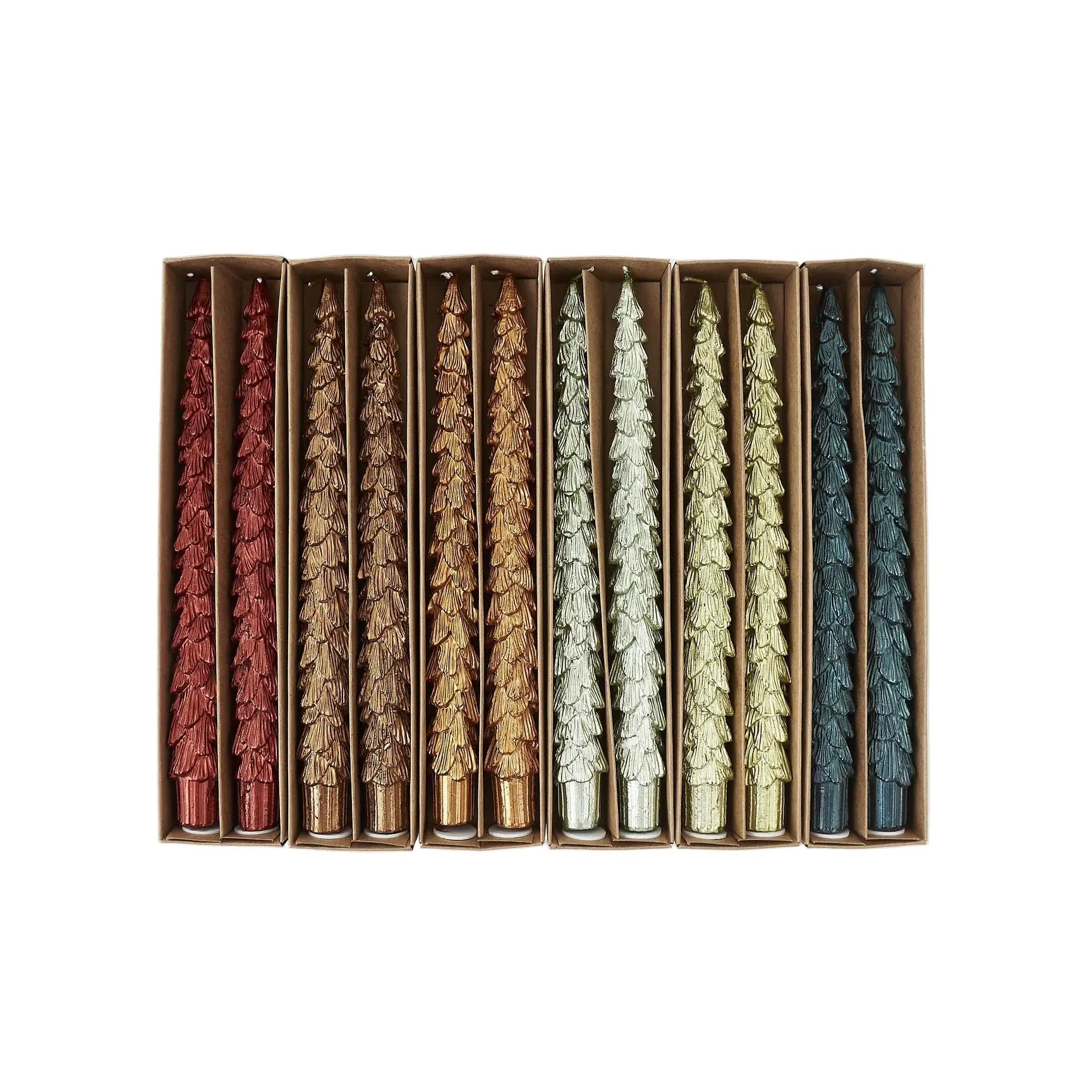 Metallic Tree Taper Candles