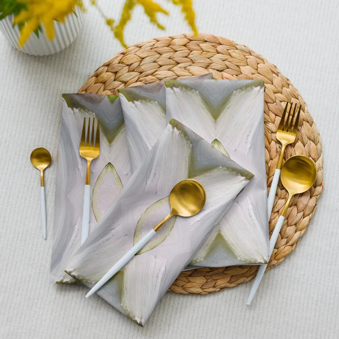 Windy O'Connor Habitat Napkins. Neutral, blue, green, cloth napkins.