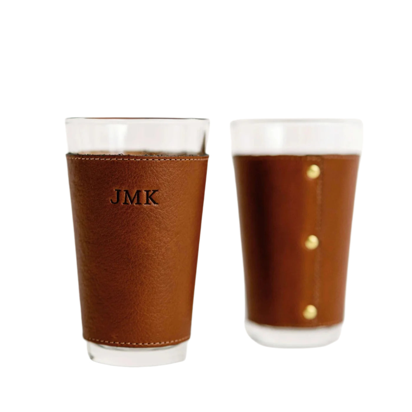 Leather + Glass Pint Glasses Clayton & Crume