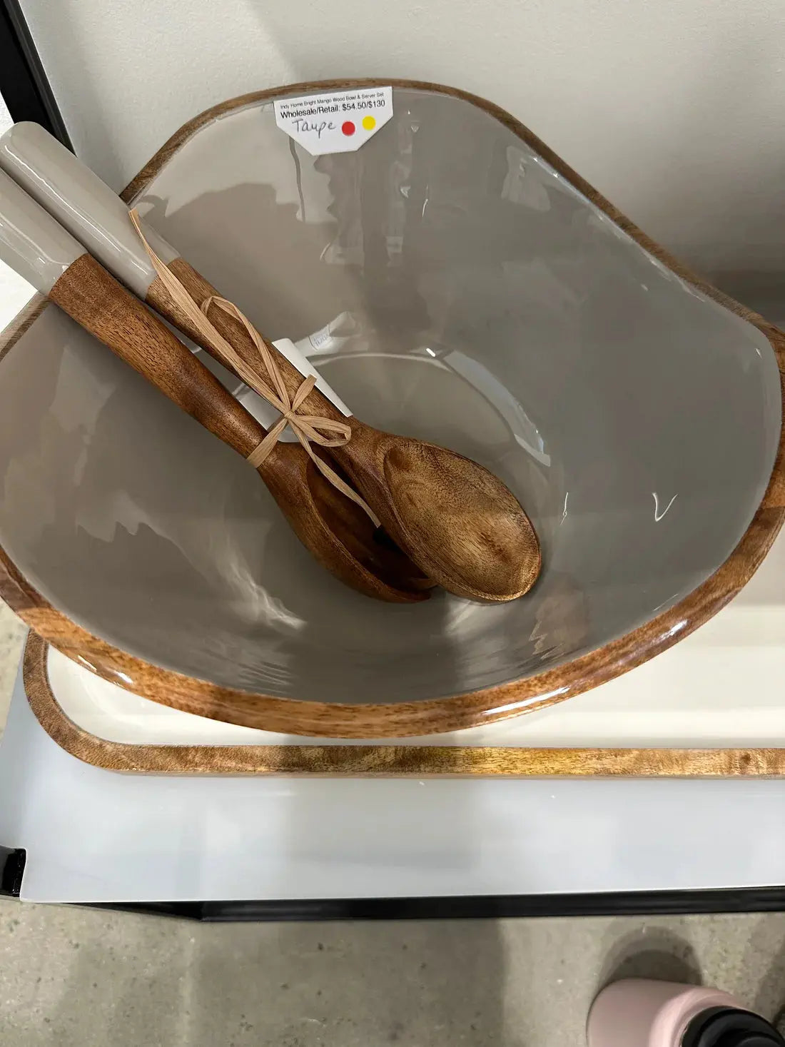 Bright Mango Wood Bowl + Server Set Indy Home