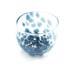 Dark Teal Spotted Stemless Wine Glass Kathleen Andersen Art