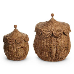 Natural Lidded Baskets RAZ Imports