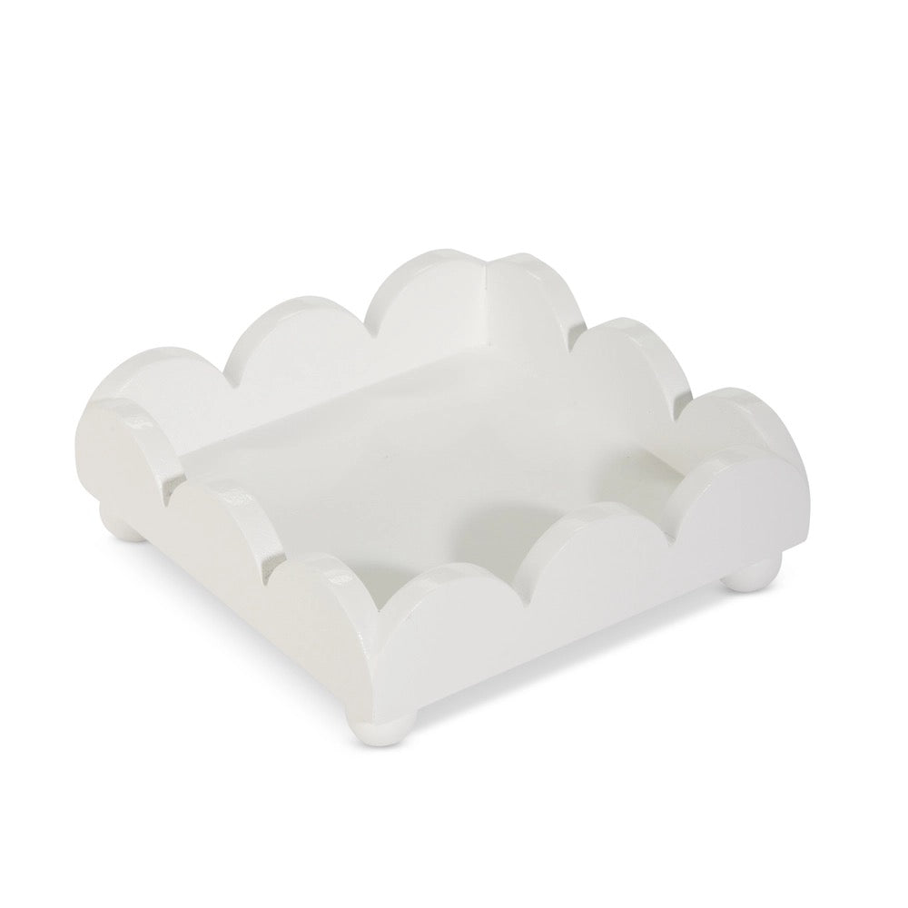 White Scalloped Napkin Holder