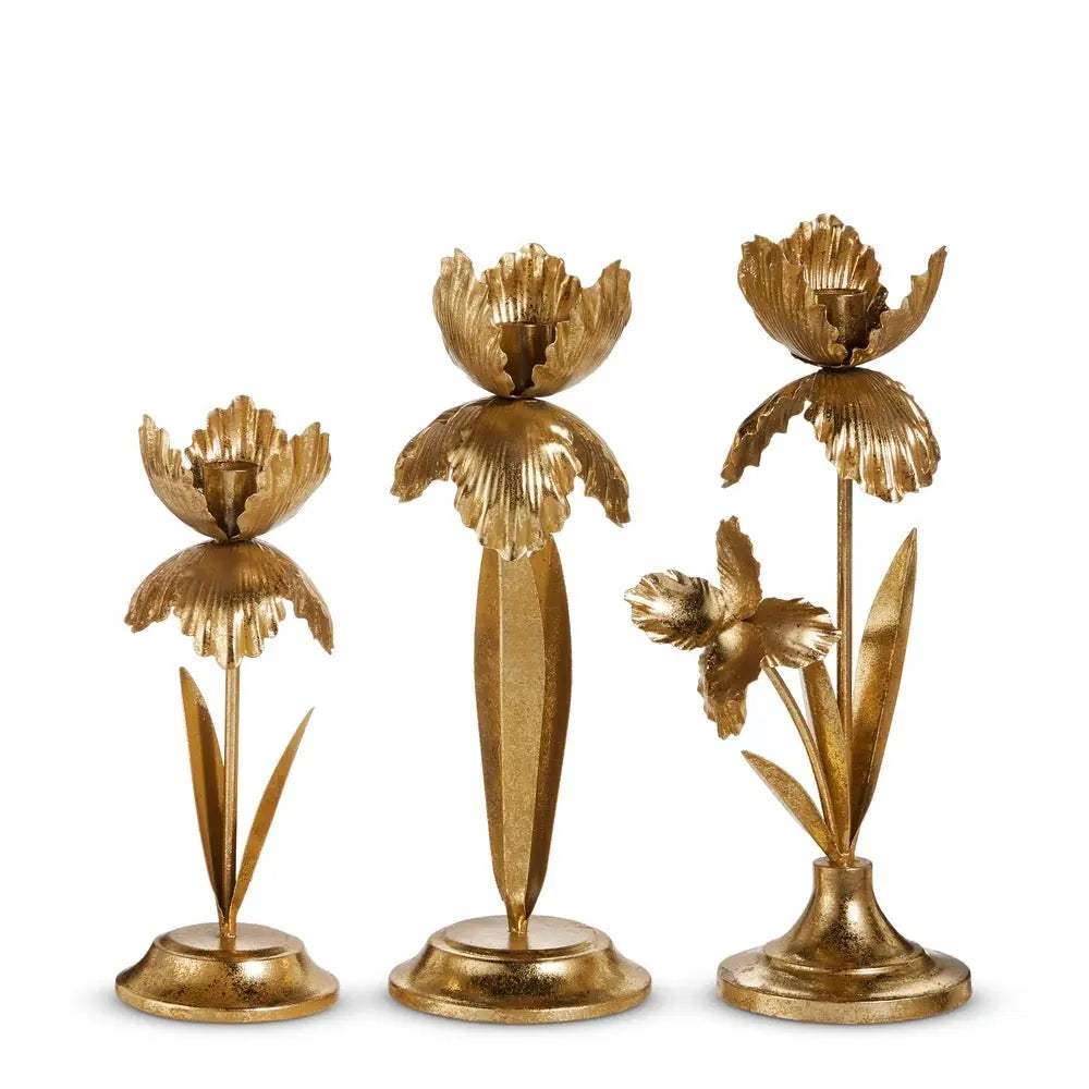 Gold Floral Candle Holder RAZ Imports