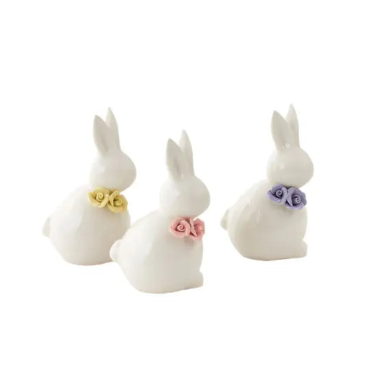 porcelain bunny with floral collar