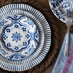 Indigo Sitio Stripe Dessert + Salad Plate Juliska