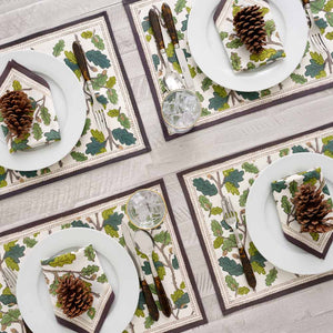 Maple + Acorn Placemats Pomegranate