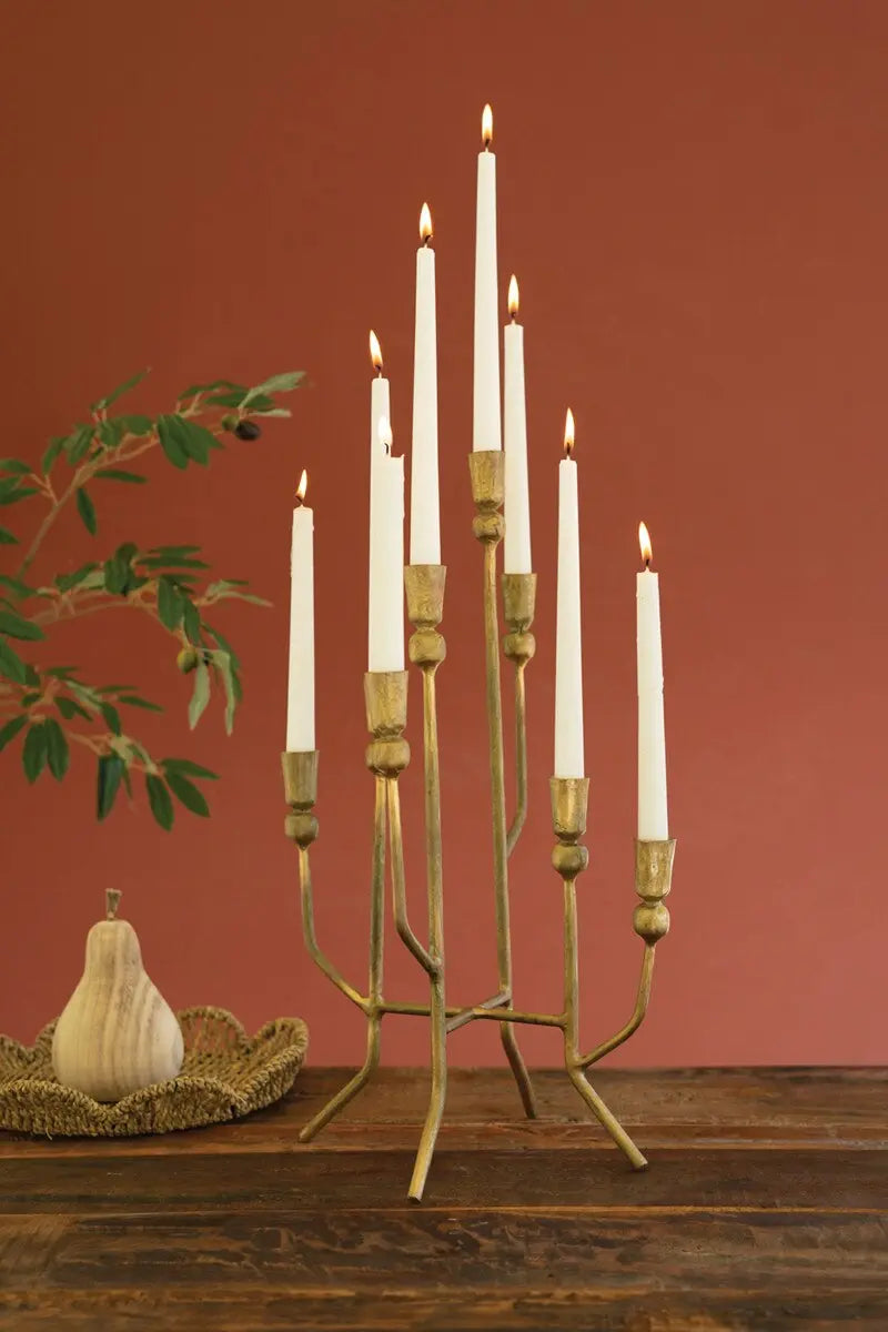 Antique Brass Eight Taper Candelabra Kalalou
