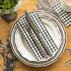 Black Painted Check Napkins Hester & Cook
