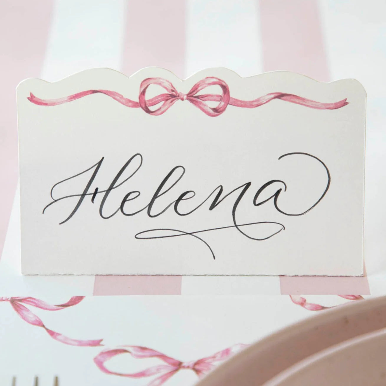 Pink Bow Place Cards