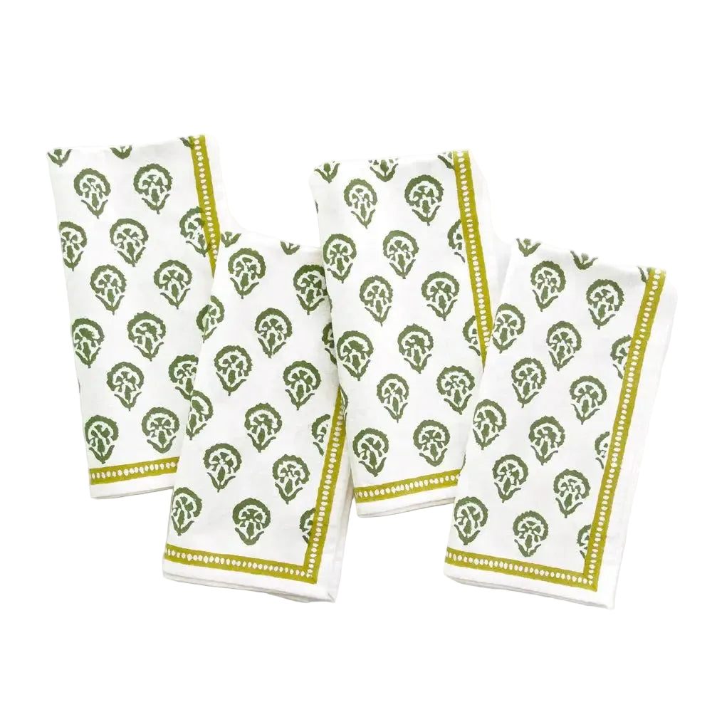 Carnation Hunter Green Napkins Pomegranate