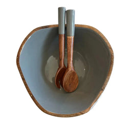 Bright Mango Wood Bowl + Server Set Indy Home