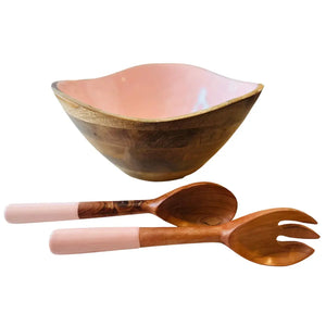Bright Mango Wood Bowl + Server Set Indy Home