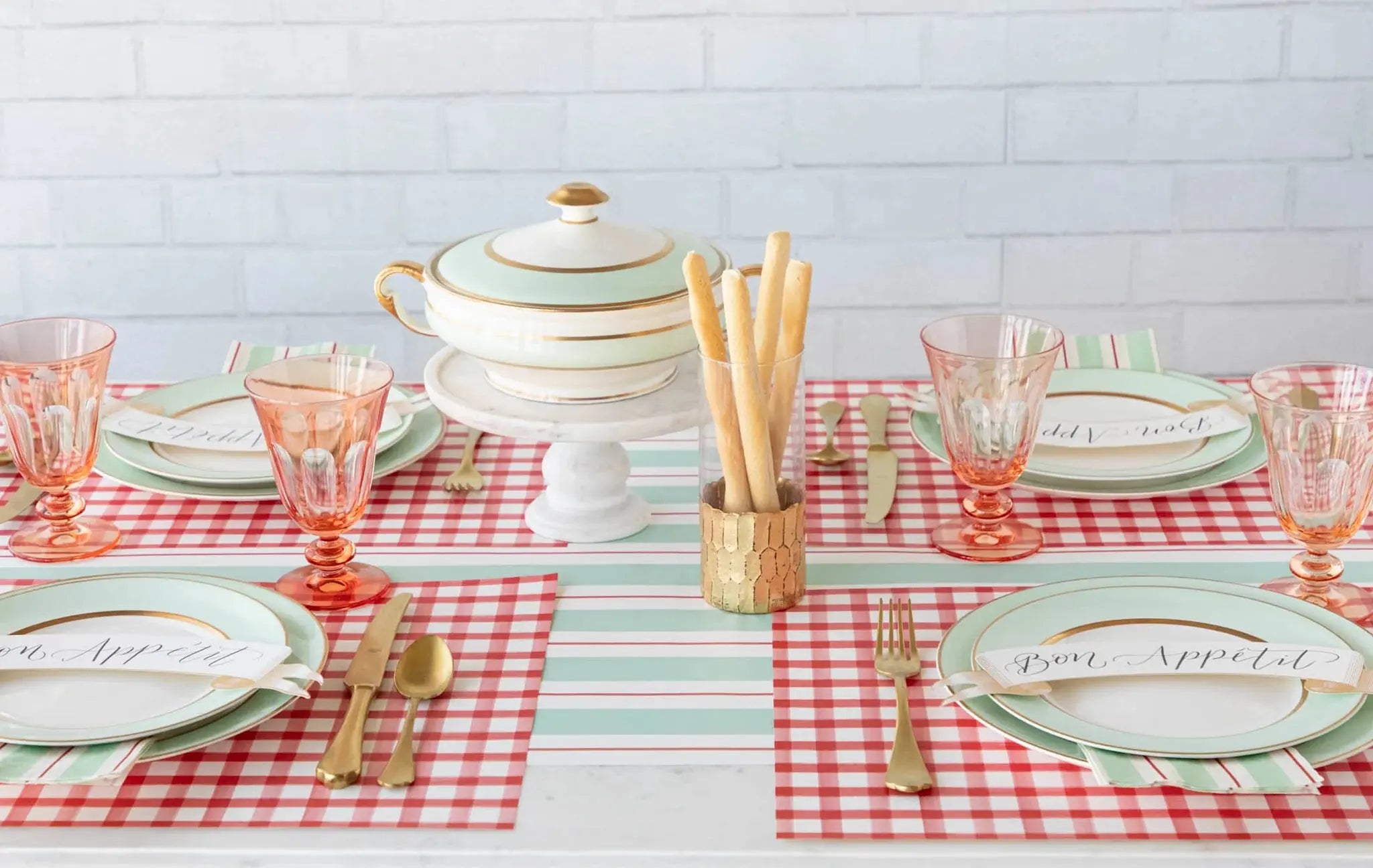 Seafoam + Red Awning Stripe Runner Hester & Cook