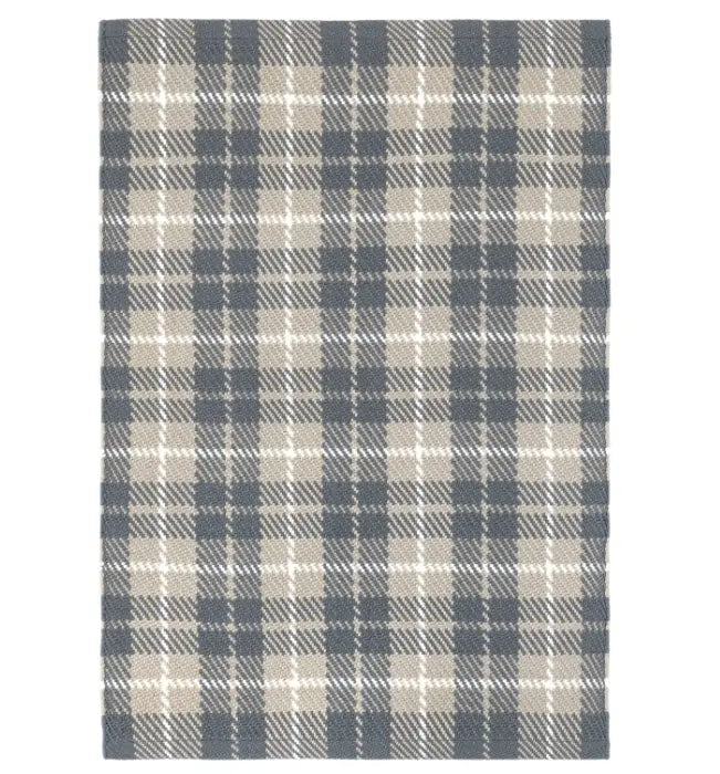 Lakeville Plaid Handwoven Kitchen Mat in Charcoal Annie Selke