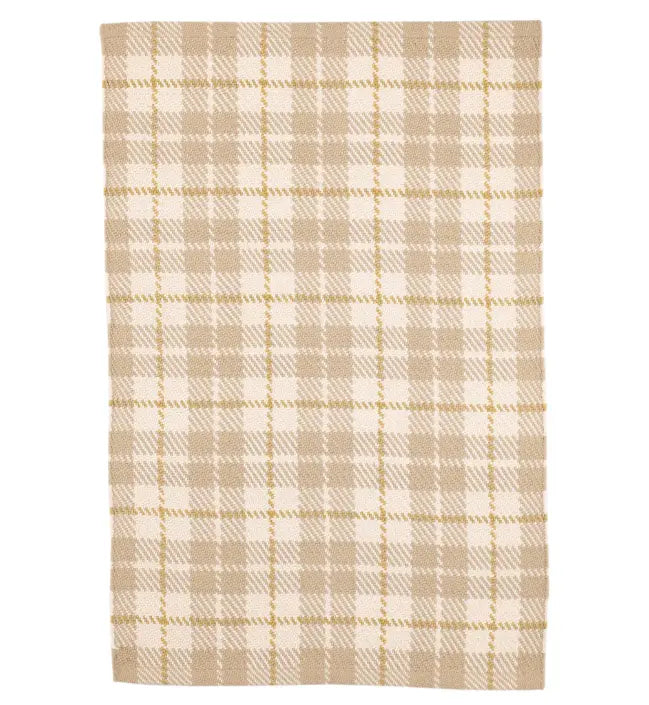 Lakeville Plaid Handwoven Kitchen Mat in Khaki Annie Selke