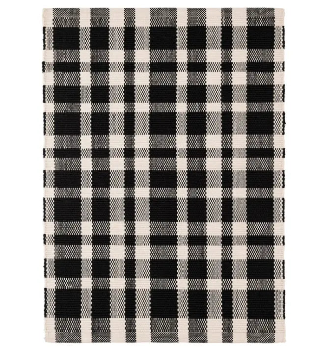 Tattersall Handwoven Kitchen Mat in Black Annie Selke