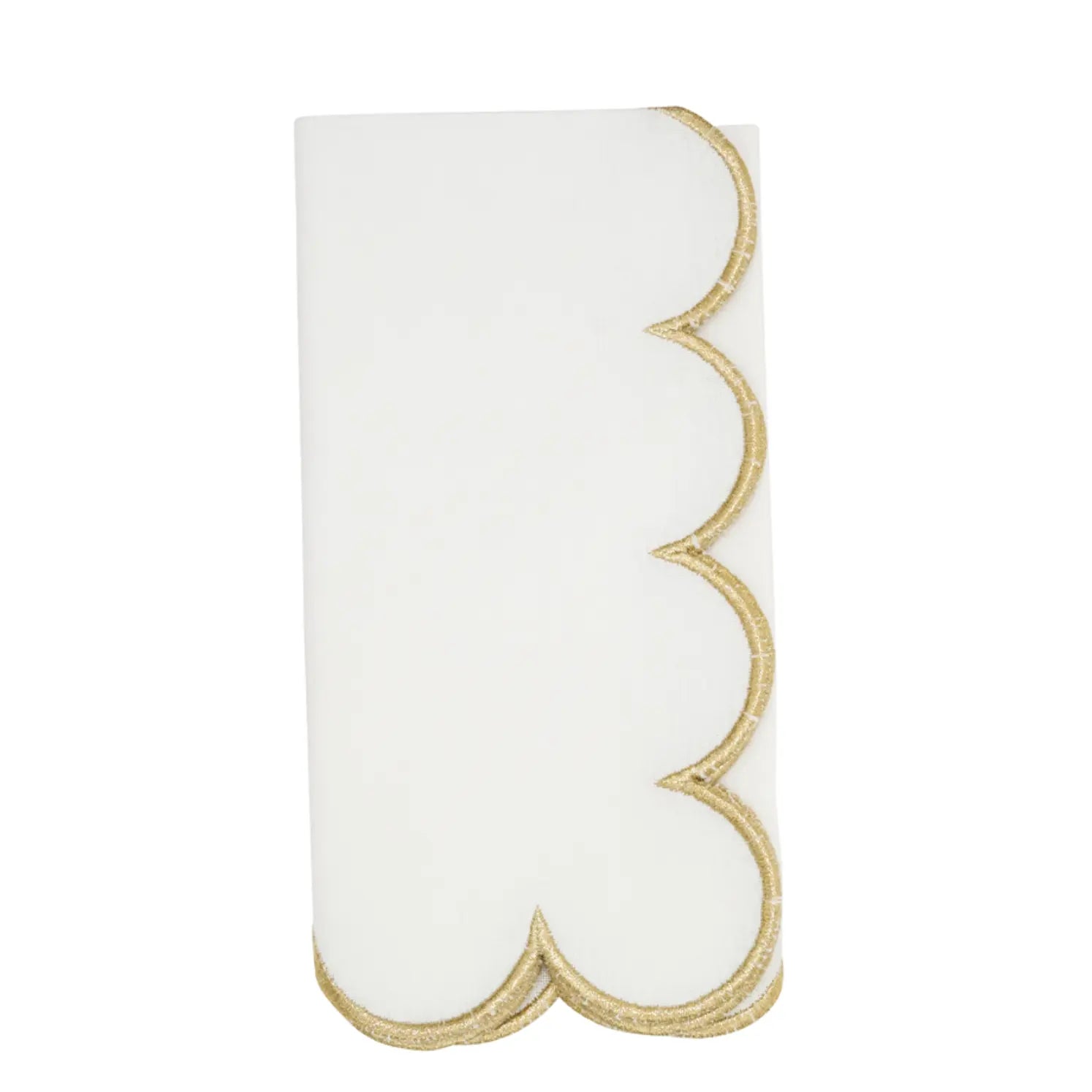 Scalloped Napkins with Gold Border Saro