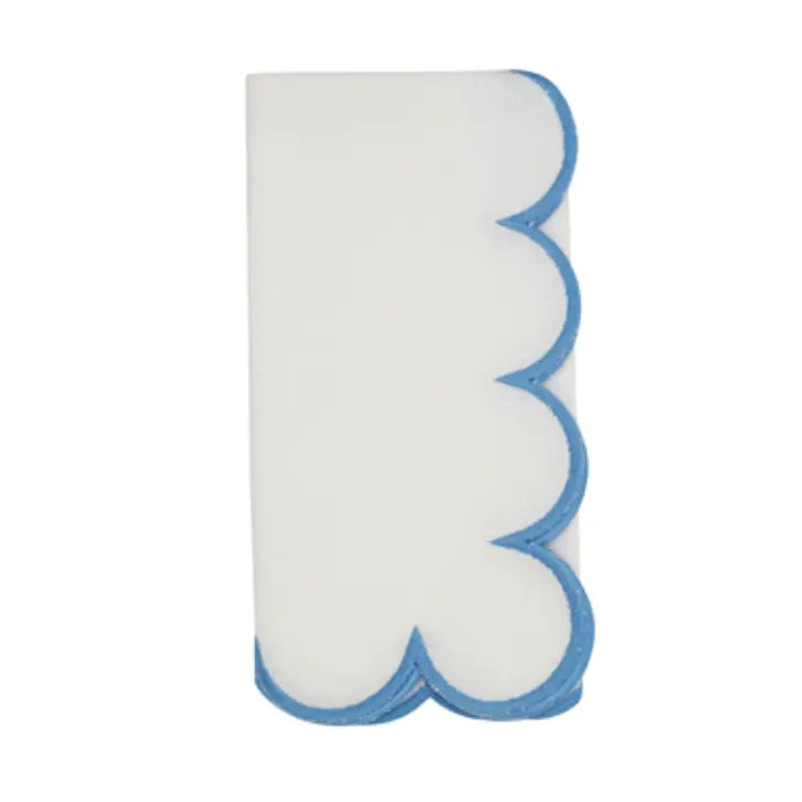 Scalloped Napkins with Blue Border Saro