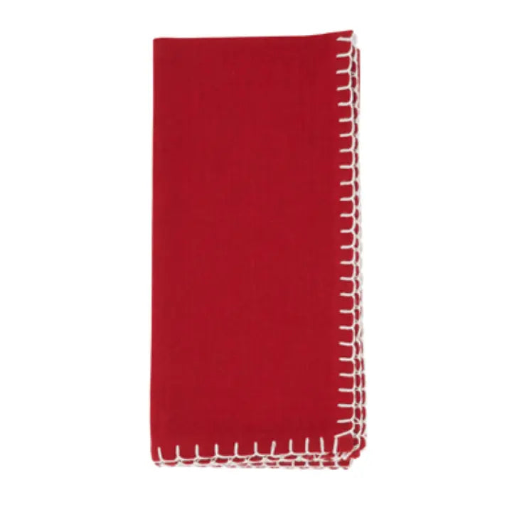 Red Whip Stitched Napkins Saro