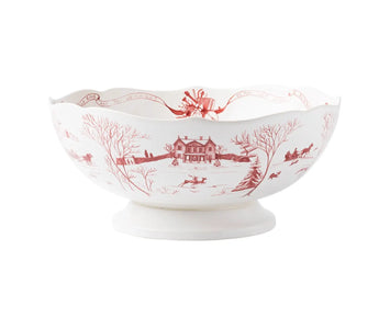 Country Estate Winter Frolic Ruby 13" Centerpiece Bowl Juliska