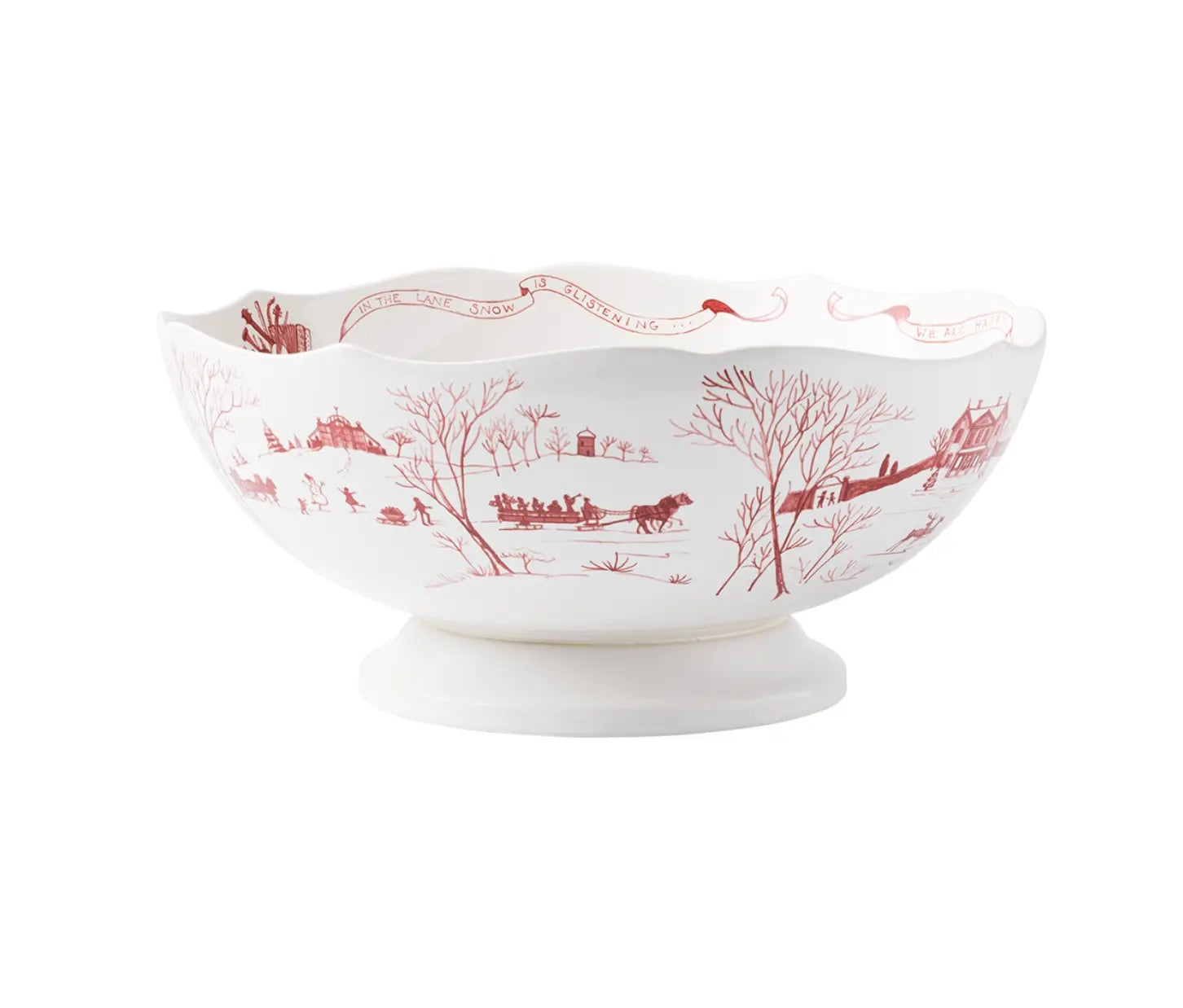 Country Estate Winter Frolic Ruby 13" Centerpiece Bowl Juliska