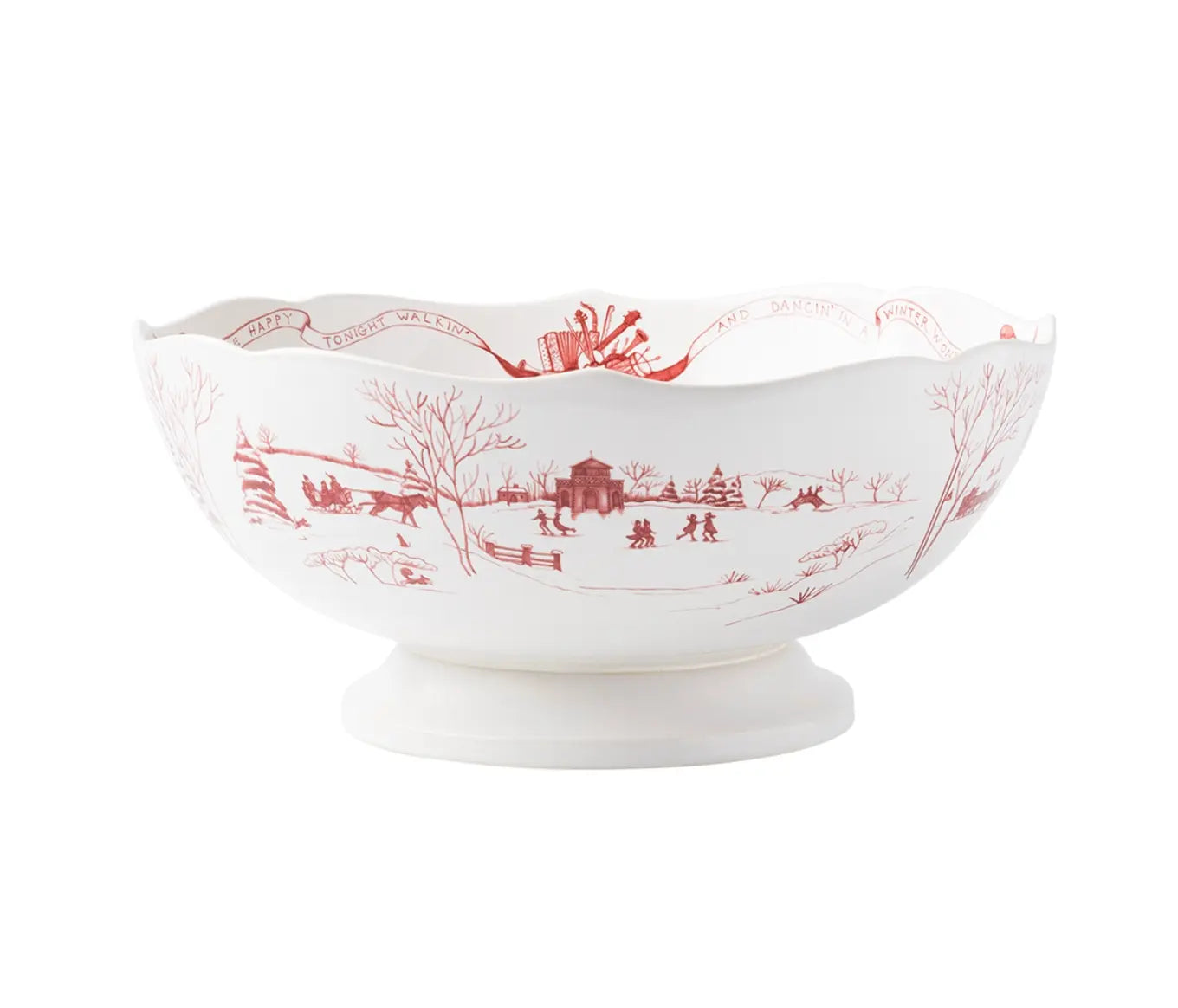 Country Estate Winter Frolic Ruby 13" Centerpiece Bowl Juliska