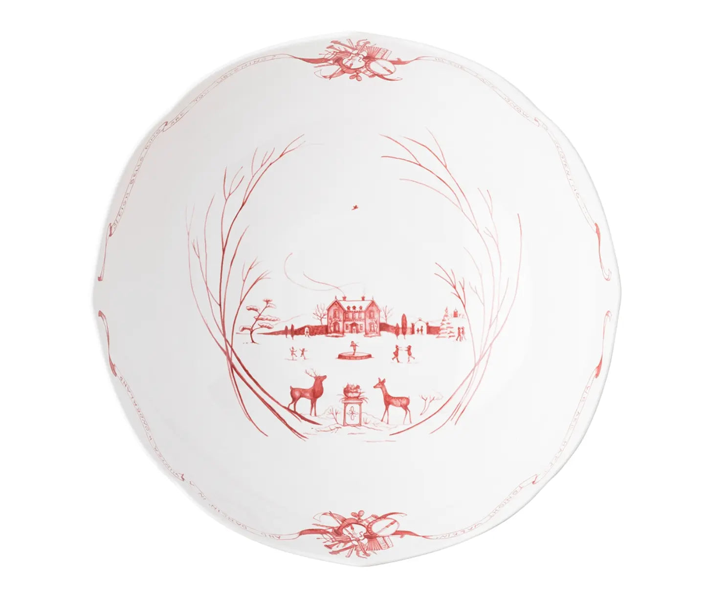 Country Estate Winter Frolic Ruby 13" Centerpiece Bowl Juliska