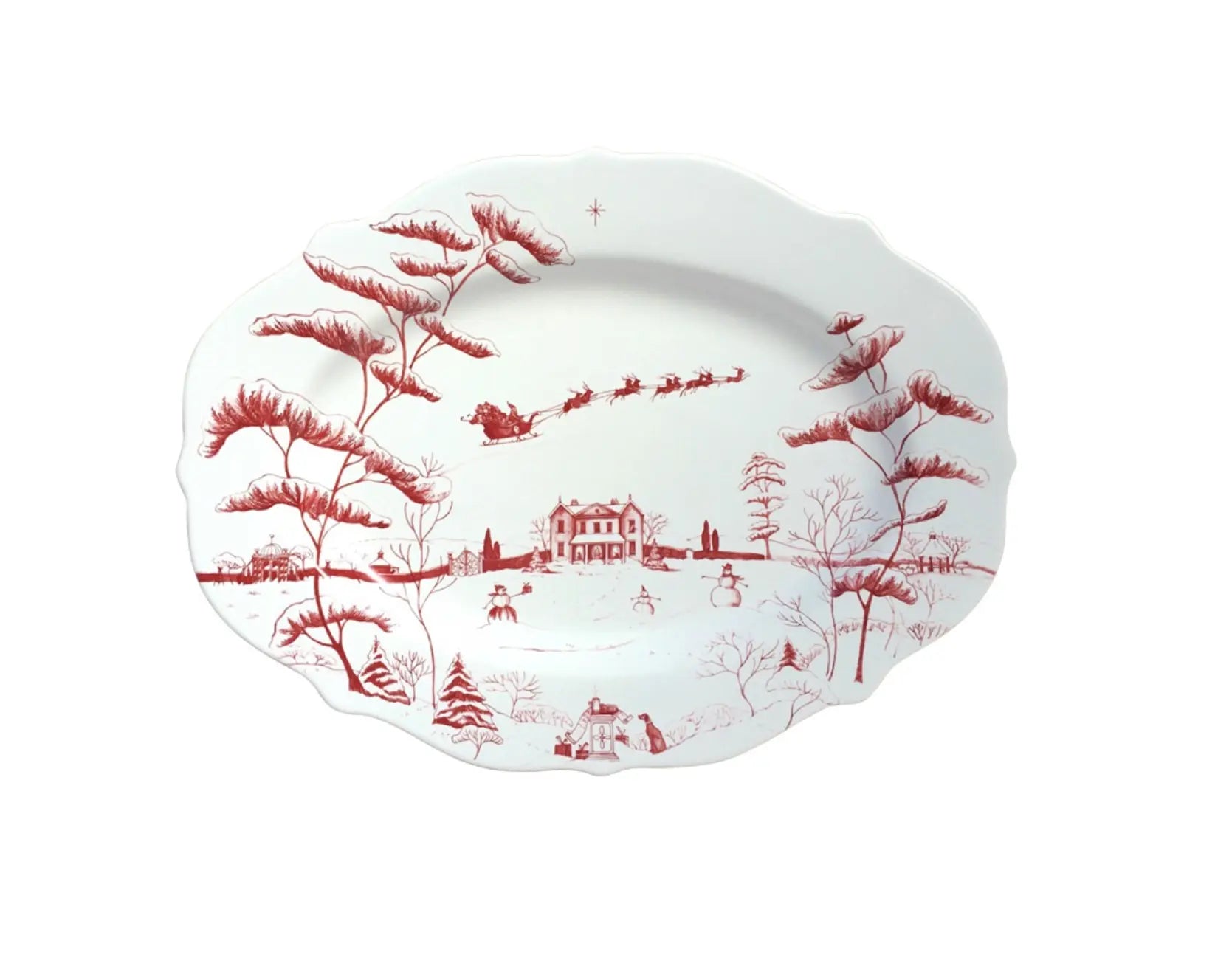 Country Estate Winter Frolic Ruby Serving Platter Christmas Eve Juliska