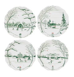 Country Estate Winter Frolic Party Plate Assorted Set of 4 - Evergreen Juliska