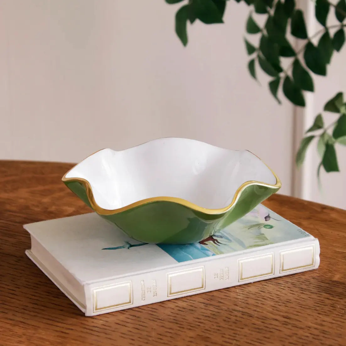 Beatriz Ball Encanto Carola Small Round Bowl in Leaf Green and White BEATRIZ BALL