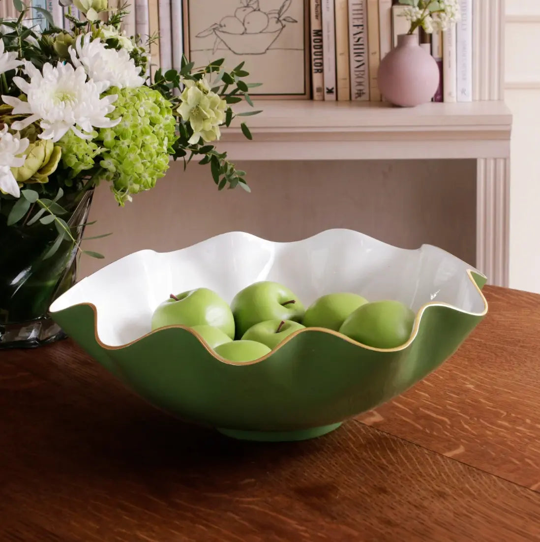 Beatriz Ball Encanto Carola Extra Large Bowl in Leaf Green and White BEATRIZ BALL