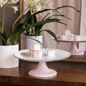 Beatriz Ball Encanto Vienna Pedestal Cake Plate in Camellia and White BEATRIZ BALL