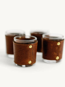 Leather + Glass Shot Glasses Clayton & Crume