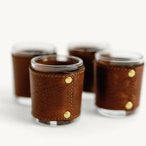 Leather + Glass Shot Glasses Clayton & Crume