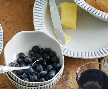 Indigo Sitio Stripe Cereal + Ice Cream Bowl Juliska