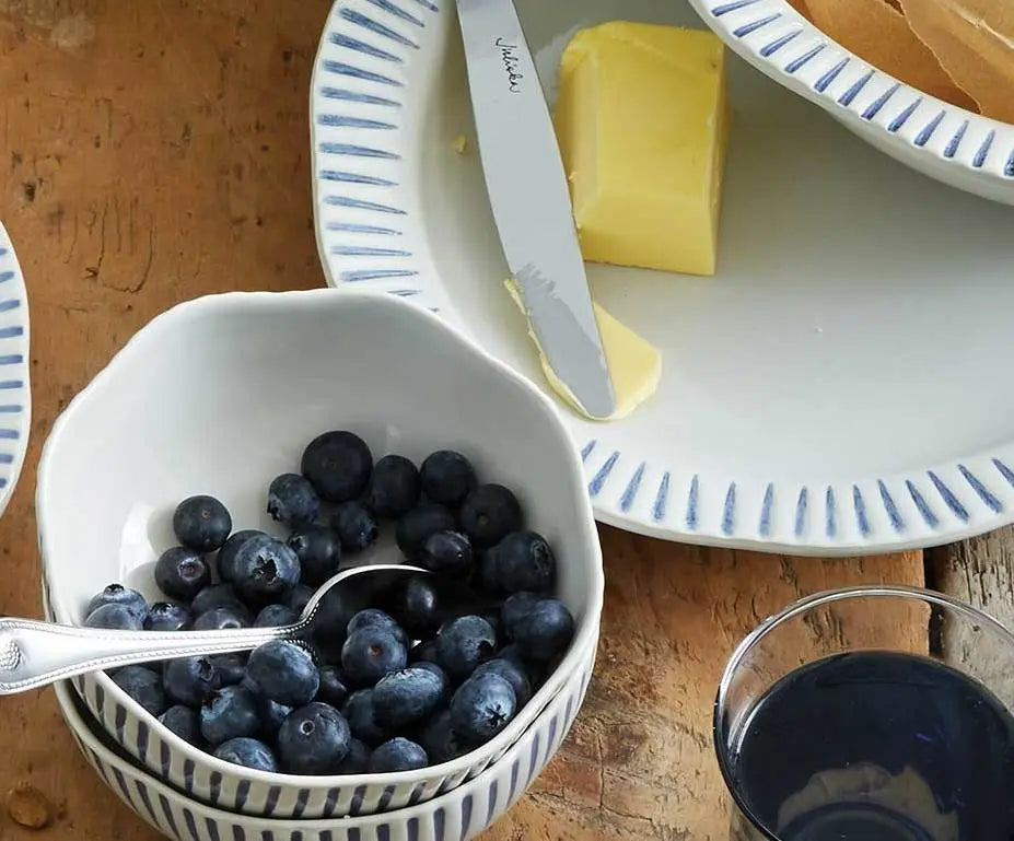 Indigo Sitio Stripe Cereal + Ice Cream Bowl Juliska