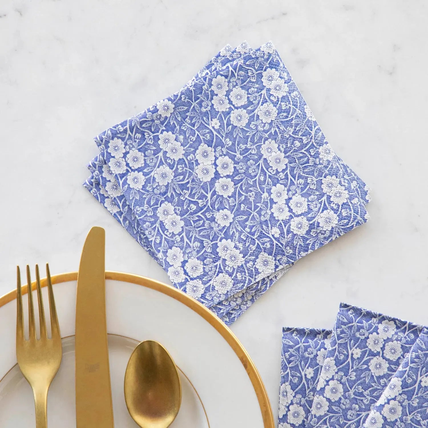 Blue Calico Cocktail Napkins Hester & Cook