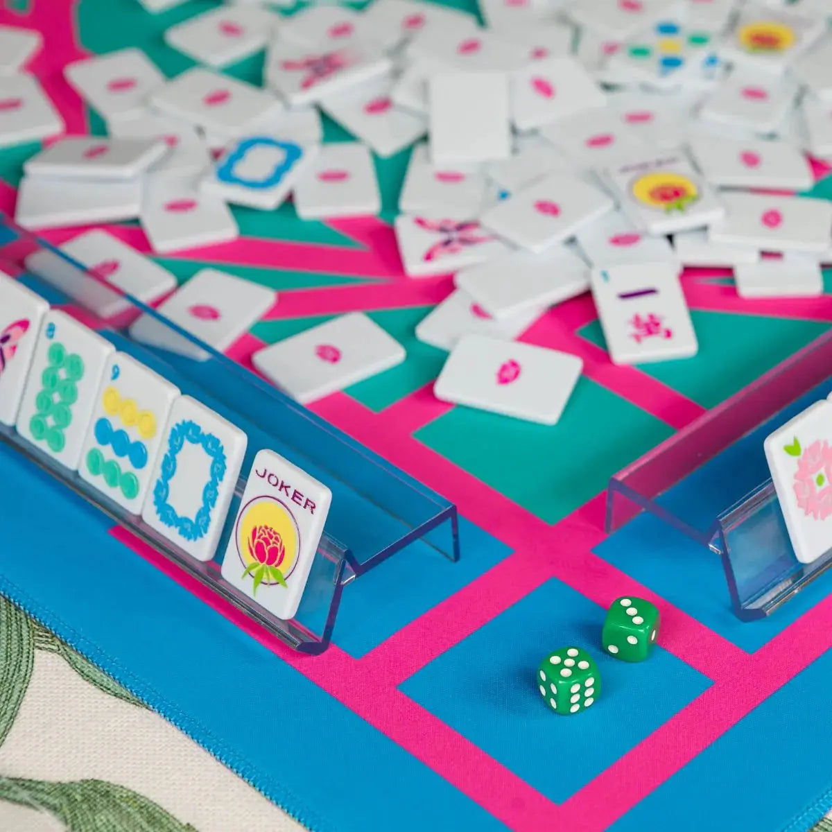 Ice Blue & Brights Travel Mahjong Set The Mahjong House