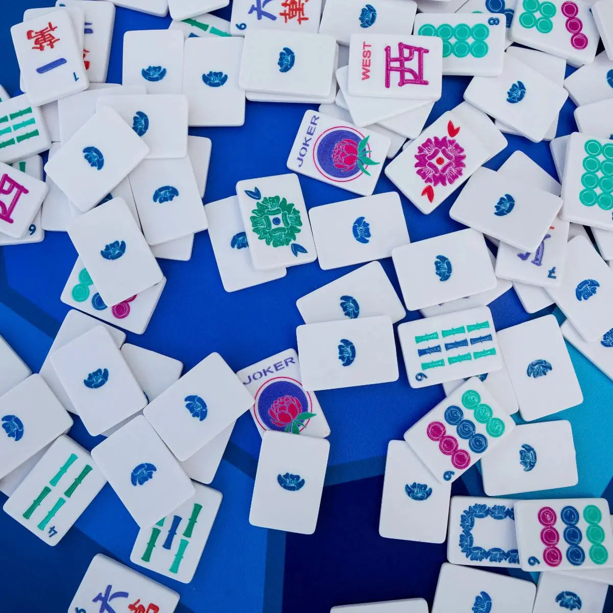 White with Jewel-Tones Travel Mahjong Set The Mahjong House