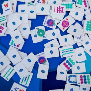 White with Jewel-Tones Travel Mahjong Set The Mahjong House