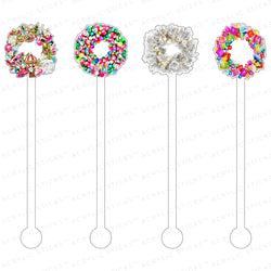 Haute Holiday Wreaths Acrylic Stir Sticks Acrylic Sticks