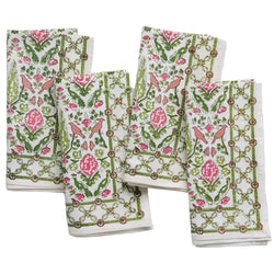 Dove + Cypress Pink + Green Napkins Pomegranate