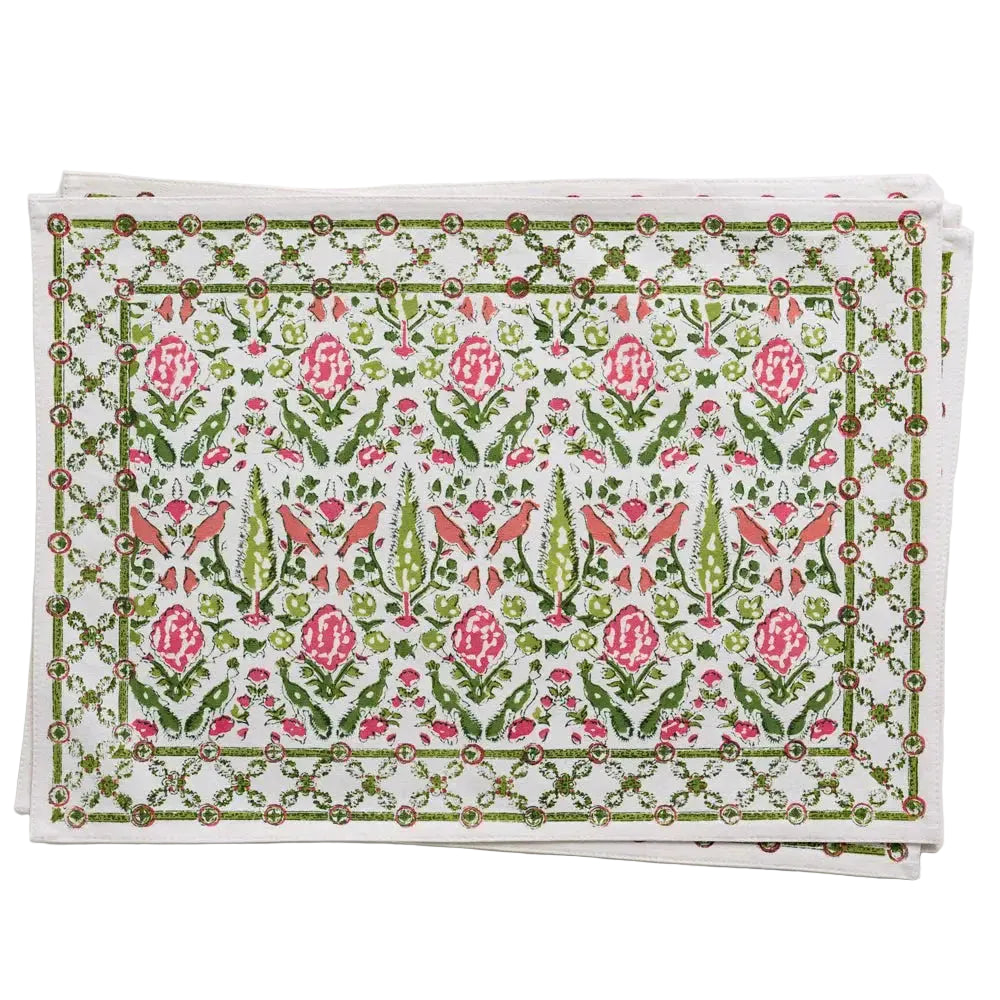 Dove + Cypress Pink + Green Placemats Pomegranate