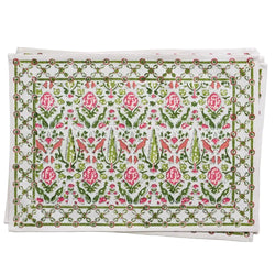 Dove + Cypress Pink + Green Placemats Pomegranate