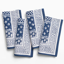 Pom Buti Patchwork Blue Napkins Pomegranate